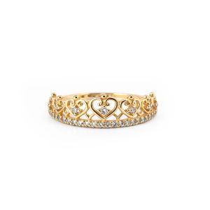 Anillo Oro 10K Corona de Corazones con Zirconias Talla 6.5