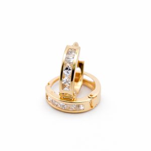 Arracadas Huggies de Oro 10K – Zirconias Blancas 1.4 g