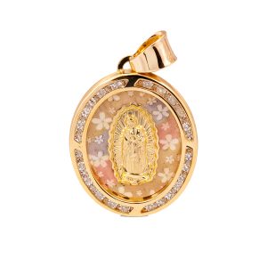 Dije Virgen de Guadalupe Oro 10K 3 Oros Ovalado 1.6 g